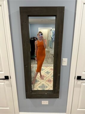 Hello Molly Orange Sleeveless Midi Bodycon Dress